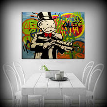 Walk Monopoly-Mural abstracto de "Gunman", cartel de pintura al óleo, lienzo, pintura para decoración de sala de estar 2024 - compra barato