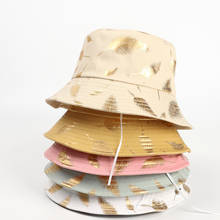 Chapéu de sol de verão feminino, chapéu de sol de pena dourada, algodão macio, chapéu de balde para meninas, chapéu de pescador de praia feminino 2024 - compre barato