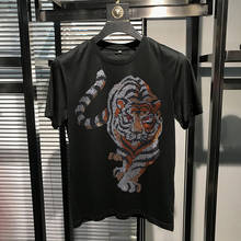 Harajuku Trend Tiger Pattern Men's T-Shirt o-Neck Cotton All-Match Loose SweatShirt Top Large Size 2024 - buy cheap