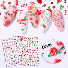 1pcs 3D Rose Flower Series Nail Sticker Butterfly Heart Phrase 3D Stickers Nail Art DIY Design Decoration 2024 - buy cheap