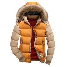 Men Down Jacket Winter New Male Casual Hooded Outwears Coat Warm Fur Parka Overcoat Men's Solid Thick Fleece Zipper Jackets 2021 2024 - buy cheap