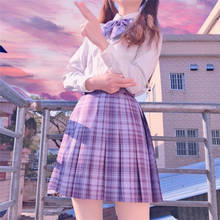Falda plisada de cintura alta para mujer, conjunto completo de blusa + falda + lazo + calcetines, estilo Harajuku japonés 2024 - compra barato