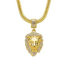 Mens Full Iced Rhinestone And crown Lion Tag necklaces pendants Hip hop Cuban Chain Hip Hop Necklace Gold Jewelry For Male 2024 - buy cheap