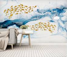 Papel tapiz 3D grande, mural personalizado azul simple pez nadando sala de estar dormitorio TV Fondo papel tapiz mural 3d 2024 - compra barato