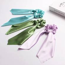 Satin Scrunchy with Bow Fashion Fabric Hair Ring Long Ribbon Elstic Rubber Bands Hair Roop Hair Ornament for Women Hair Tie 2024 - buy cheap