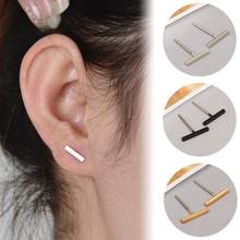 Women Men Gold  Punk Minimalism Ear Stud Fashion T Bar Alloy Ear Stud Earrings Party Jewelry Birthday Gift 2024 - buy cheap