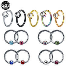 1PC Titanium CZ Nose Ring Piercing Gem Ball Ear Septum Helix Eyebrow Tragus Cartilage Earrings BCR Lip Ear Piercings Jewelry 16G 2024 - buy cheap