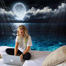 Красивый ночной лунный гобелен с пейзажем, большой настенный гобелен с принтом, семейный декор, гобелен, гостиная, li 2024 - купить недорого