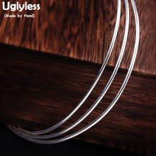 Uglyless 1.5/2MM Thin Chokers for Women Real 925 Sterling Silver Necklaces NO Pendants Glossy Silver Jewelry Accessories C104 2024 - buy cheap