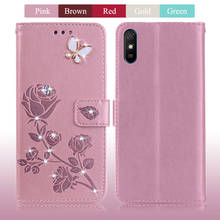 Funda de cuero con tapa para Xiaomi Redmi 9A 9 a, carcasa de teléfono con flor rosa, 6,53 pulgadas, parachoques 2024 - compra barato