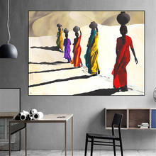 Mulher africana andando no deserto pintura em tela cartazes e cópias escandinavo lona arte da parede imagem para sala de estar decoração 2024 - compre barato