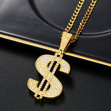 Collares de cadena chapados en oro de alta calidad para mujer y hombre, colgante con signo de dólar y dinero, estilo Hip Hop, cantante de Rap 2024 - compra barato