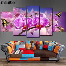 5 Pieces Orchid Flower diamond painting mosaic Diamond embroidery rhinestones full square round drill 5d home decor wall art 2024 - buy cheap