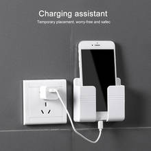 Wall Mounted Mobile Phone Charging Organizer Remote Control Storage Box Phone Plug Wall Holder Stand Socket Storage Shelf 2024 - buy cheap