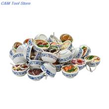 1pc Chinese Blue And White Porcelain Food Bowl Mini Bag Pendant Simulation Food Key Chains Noodle Creative Keychain 2024 - buy cheap