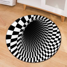 3D вихревой иллюзионный черный белый ковер, коврики, нескользящий напольный коврик, коврик, абстрактный геометрический оптический Придверный коврик для гостиной, спальни 2024 - купить недорого