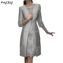 NYZY-vestidos de encaje M22 con chaqueta, ropa de invitados para fiesta de boda, trajes de Iglesia, color gris plateado, 2020 2024 - compra barato