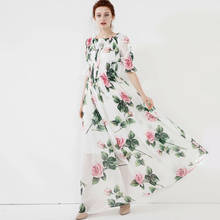 Red RoosaRosee Designer Women Spring Summer 2020 Floral Print Short Sleeve Long Maxi Dress Boho Dresses Fashion Female Vestidos 2024 - buy cheap