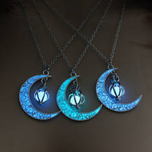 Glow In the Dark Necklace For Women Girls Gold Silver Color Night Moon Pendant Fashion Jewelry Hollow Luminous Stone  Gifts 2024 - buy cheap