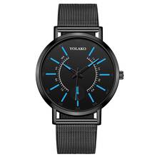 Reloj de pulsera ultradelgado de acero inoxidable para hombre, cronógrafo de cuarzo con malla, diseño Retro Simple, negocios, l 2024 - compra barato