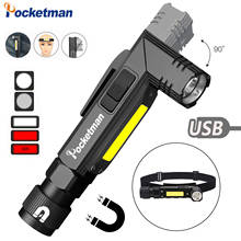 Powerful USB Rechargeable Flashlight Outdoor Camping Torch Tactical Flashlight Dual Fuel 90 Degree Twist Rotary Clip Hand Light 2024 - buy cheap