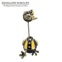 Neoglory-broches de pato de cuello largo para mujer y hombre, joyería con personalidad única a la moda, regalo de cumpleaños, recuerdo del Zoo 2024 - compra barato