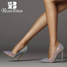 RIZABINA/женские туфли-лодочки на очень высоком каблуке; шикарная мягкая Брендовая обувь; женская пикантная обувь с острым носком для танцев, вечеринки, свадьбы; Размеры 35-45 2024 - купить недорого