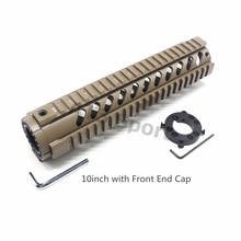 Tan 10 дюймов Quad Rail Free Float Handguard Keymod наклонное отверстие Quad Rail Mount AR. 223/5. 56 AR-15 M16 M4 2024 - купить недорого