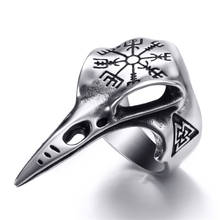 Elfasio Viking Rings for Men Stainless Steel Nordic Valknut Compass Symbol Vintage Biker Crow Ring US Size 8-13 2024 - buy cheap