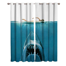 Deep Sea Shark Curtains For Window Treatment Blinds Drapes Window Curtains For Living Room Bedroom Blinds 2024 - buy cheap