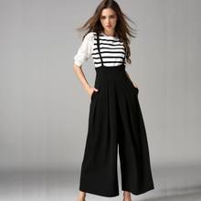 Calça feminina cintura alta com suspensórios, calça feminina longa ae14 primavera e verão 2024 - compre barato