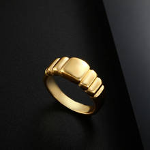 Zmfashion masculino feminino punk hip hop retro croissants torção anéis chunky banhado a ouro de aço inoxidável anel de dedo jóias minimalistas 2024 - compre barato