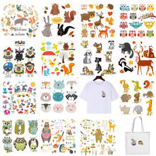Iron on Cute Animal Patches Set for Kids Clothing Fabric DIY T-shirt Applique Heat Transfer Vinyl Patch Stickers Applique Badge 2024 - buy cheap