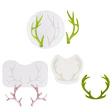 3Pcs Lovely Antlers Necklace Pendant Hairpin Epoxy Resin Silicone Mold Jewelry Earrings Making Tools 2024 - buy cheap