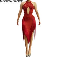 Роскошное сексуальное сценическое блестящее красное платье с кристаллами для женщин, платье для вечеринки, дня рождения, празднования свадьбы, сексуальные платья с кисточками, танцевальное платье 2024 - купить недорого