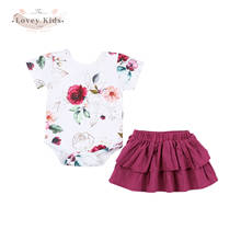 2020 roupa da menina do bebê doce conjunto 2 pçs floral manga curta bodysuit plissado saia recém-nascidos roupas da menina 0-18m crianças roupas 2024 - compre barato