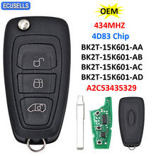 OEM 3 Button Remote Car Key 434MHz 4D83 Chip For Ford Transit Connect Transit Custom BK2T-15K601-AA/ AB/ AC/AD A2C53435329 2024 - buy cheap