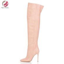 Original Intention Sweet Lady Winter Light Pink Over the Knee High Boots Woman Pointed Toe Thin High Heels Shoes Woman Plus Size 2024 - buy cheap