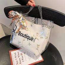 Transparent Jelly Bucket bag Ribbon crossbody bag 2021 New Quality PVC Women's Handbag High capacity Shoulder Messenger Bag 2024 - buy cheap