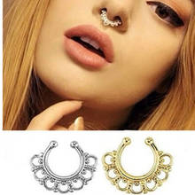 New Crystal Clicker Fake Septum For Women Clip Hoop Nose Ring Faux Piercing Gold Silver Plated Men Girl Gift Body Jewelry 2024 - buy cheap