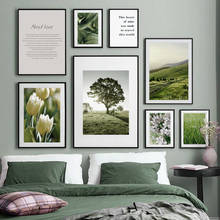 Flower Leaf Plant Tree hills natural Scenery Nordic Poster Wall Art Print Canvas Painting Wall Pictures For Living Room Decor 2024 - buy cheap