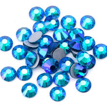 Cristales de malaquita azul AB, piedras de hierro en la parte posterior plana, Strass de fijación en caliente, diamantes de imitación para ropa 2024 - compra barato