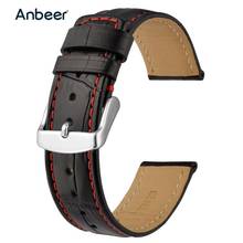 Кожаный ремешок для часов Anbeer, сменный Браслет из кожи аллигатора в классическом стиле для мужчин и женщин, 18 мм, 20 мм, 22 мм 2024 - купить недорого