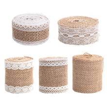 2 Meters Natural Burlap Jute Rolls Hessian Ribbon With Lace Vintage Rustic Wedding Decoration Party Decor 2024 - buy cheap
