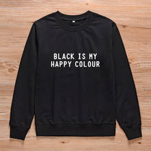 Preto é a minha cor feliz feminino slogan camisola feminista jumper vintage melanina crewneck pullovers harajuku moletom com capuz 2024 - compre barato