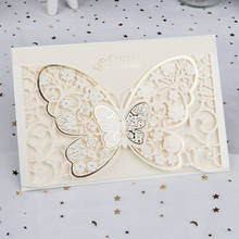 50pcs Butterfly Elegant Laser Cut Wedding Invitation Card Business Greeting Card Customized Wedding Decoration Party Supplies 2024 - buy cheap