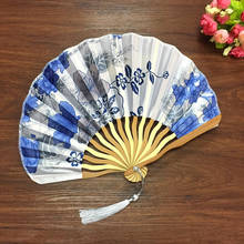 3 pçs ventilador de dobramento de seda portátil do vintage lady folding fã estilo japonês feminino fãs verão bambu mão fã abanicos para boda 2024 - compre barato