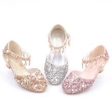 Girls Sandals 2022 Spring Summer Children Half Sandals Kids Crystal Shoes Rhinestone with Pendant Princess Sweet High Heels Chic 2024 - buy cheap