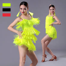 Girls Women Modern Ballroom Latin Dance Dress Tassel Fringe Salsa Tango Dance Costume Sexy Red Black Performance Stage Wear 2024 - buy cheap