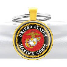 Llaveros clásicos del Cuerpo de Marines de los Estados Unidos para hombre y mujer, llaveros de cúpula de cristal de calidad con patrón USMC, regalos de joyería 2024 - compra barato